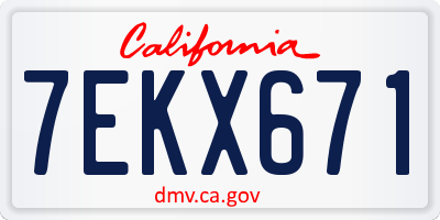 CA license plate 7EKX671