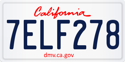CA license plate 7ELF278
