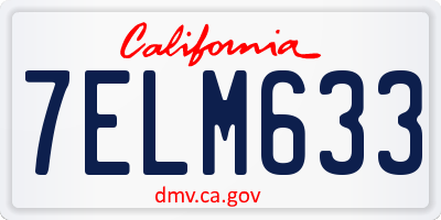 CA license plate 7ELM633