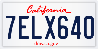 CA license plate 7ELX640