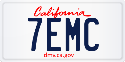 CA license plate 7EMC