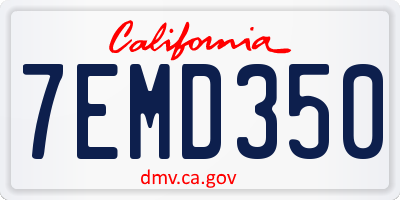 CA license plate 7EMD350