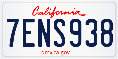 CA license plate 7ENS938