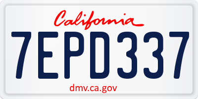 CA license plate 7EPD337