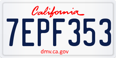CA license plate 7EPF353