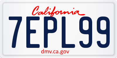 CA license plate 7EPL99