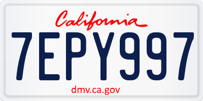 CA license plate 7EPY997