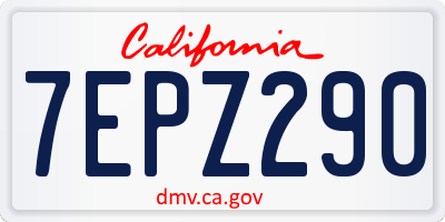 CA license plate 7EPZ290