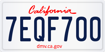 CA license plate 7EQF700