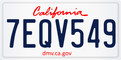 CA license plate 7EQV549