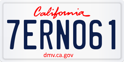 CA license plate 7ERN061