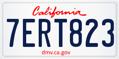 CA license plate 7ERT823