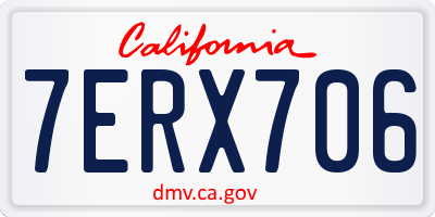 CA license plate 7ERX706