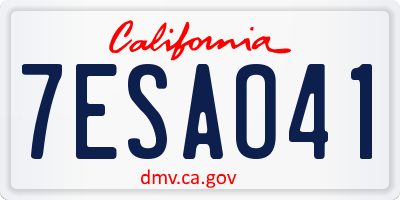 CA license plate 7ESAO41