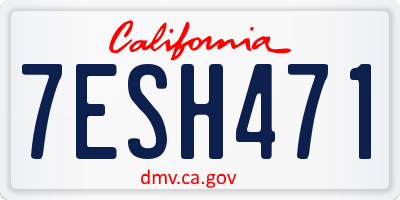 CA license plate 7ESH471