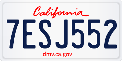 CA license plate 7ESJ552