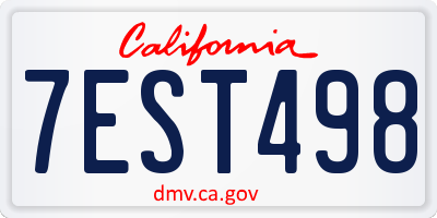 CA license plate 7EST498