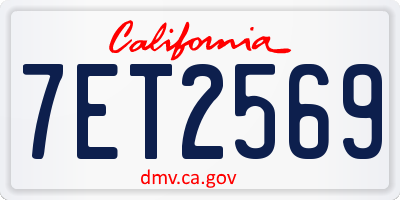 CA license plate 7ET2569