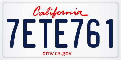 CA license plate 7ETE761