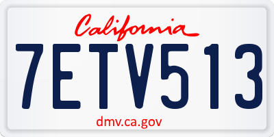 CA license plate 7ETV513
