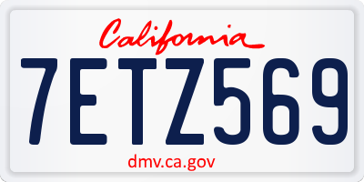 CA license plate 7ETZ569