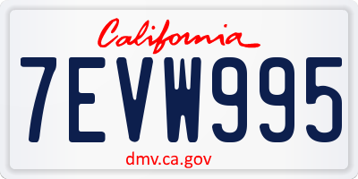 CA license plate 7EVW995