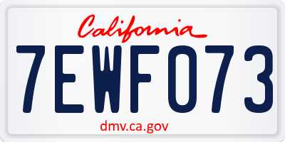 CA license plate 7EWF073