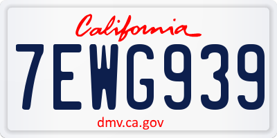 CA license plate 7EWG939