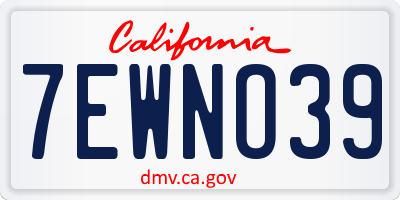 CA license plate 7EWNO39