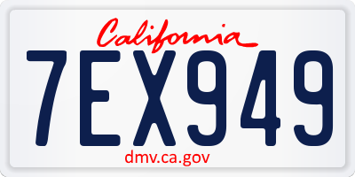 CA license plate 7EX949