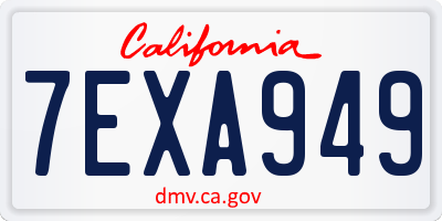 CA license plate 7EXA949