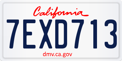 CA license plate 7EXD713