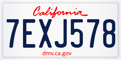 CA license plate 7EXJ578