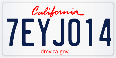 CA license plate 7EYJ014