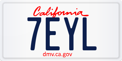 CA license plate 7EYL