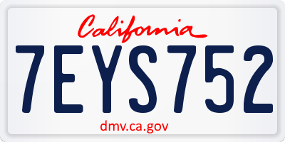 CA license plate 7EYS752