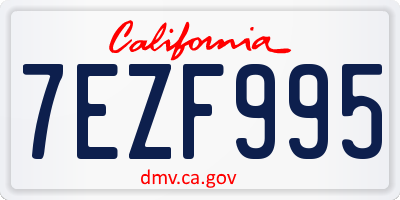 CA license plate 7EZF995