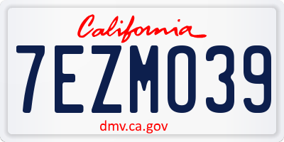 CA license plate 7EZMO39