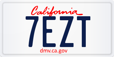 CA license plate 7EZT