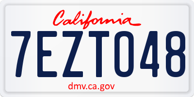 CA license plate 7EZTO48