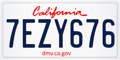 CA license plate 7EZY676