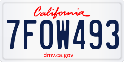 CA license plate 7F0W493