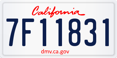 CA license plate 7F11831