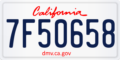 CA license plate 7F50658