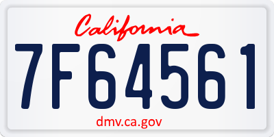 CA license plate 7F64561