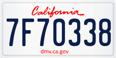 CA license plate 7F70338