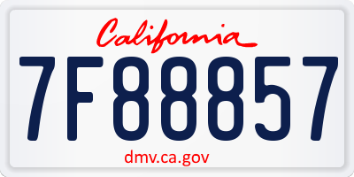 CA license plate 7F88857