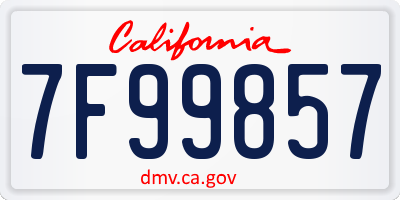 CA license plate 7F99857