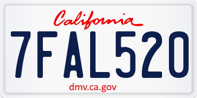 CA license plate 7FAL520