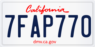 CA license plate 7FAP770